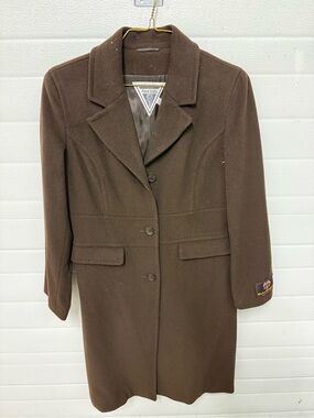 Marvin Richards Brown Tailored Wool Blend Trench Coat